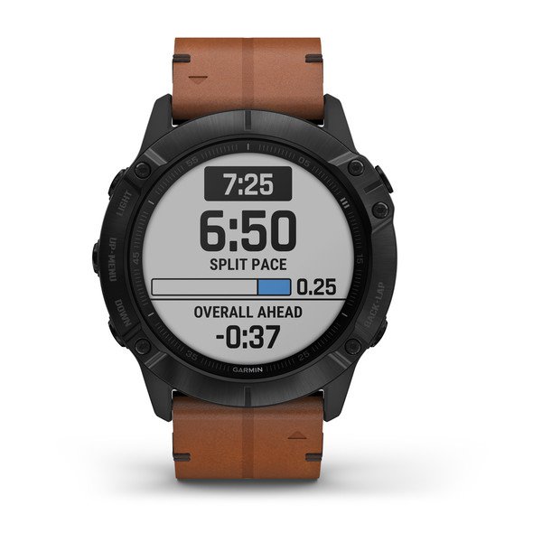 010-02157-14,Garmin Fenix 6X Pro 51mm Sapphire Edition Black DLC with Chestnut Leather 