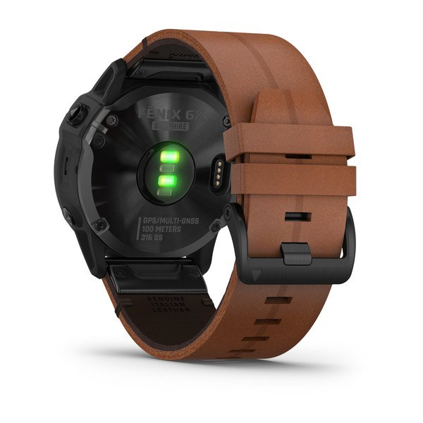 010-02157-14,Garmin Fenix 6X Pro 51mm Sapphire Edition Black DLC with Chestnut Leather 