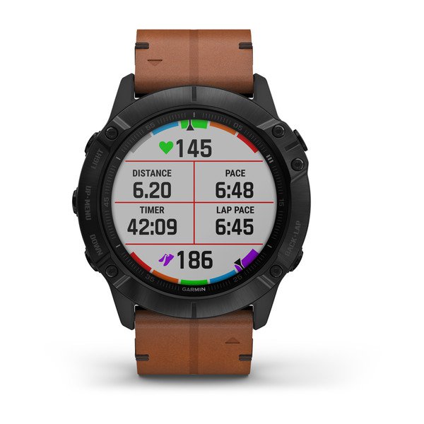 010-02157-14,Garmin Fenix 6X Pro 51mm Sapphire Edition Black DLC with Chestnut Leather 