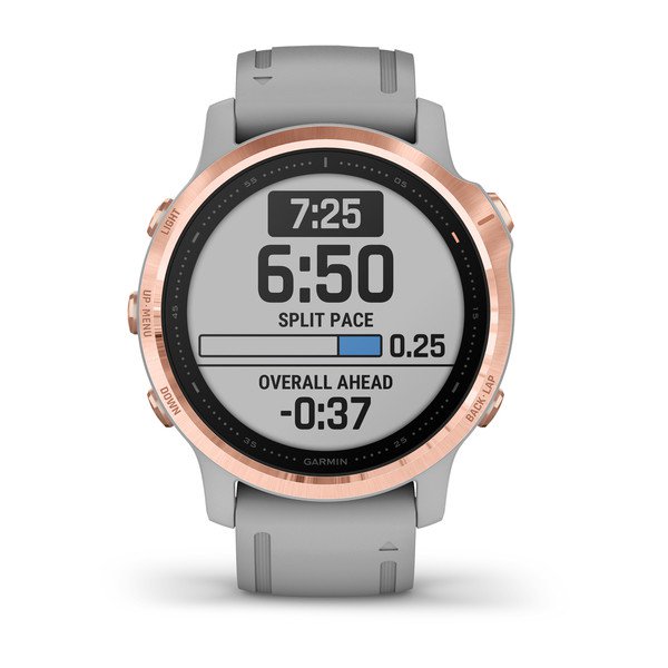 Garmin Fenix 6S Pro, 42mm Sapphire Edition Rose Gold Tone with Power Gray Band,010-02159-21