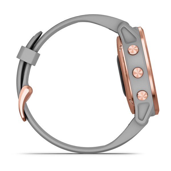 Garmin Fenix 6S Pro, 42mm Sapphire Edition Rose Gold Tone with Power Gray Band,010-02159-21