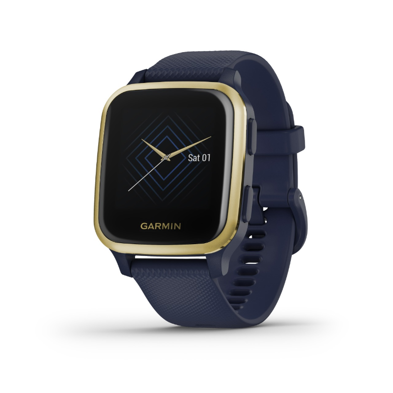 Garmin Venu SQ Music Edition Light Gold Aluminium Bezel with Navy Case and Silicone Band