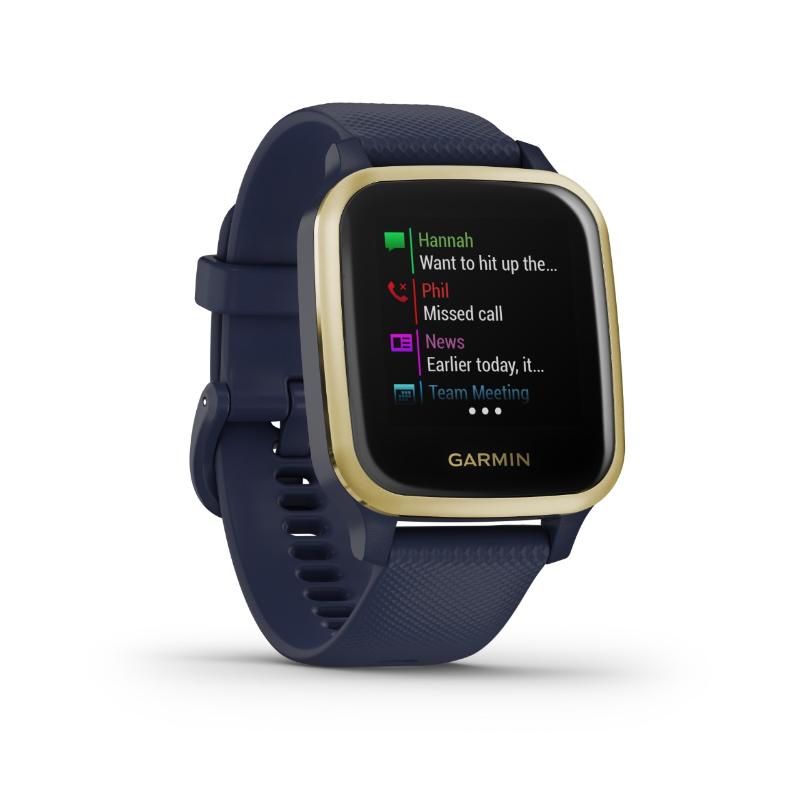 Garmin Venu SQ Music Edition Light Gold Aluminium Bezel with Navy Case and Silicone Band