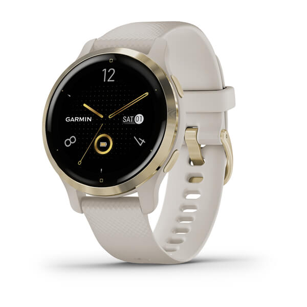 Garmin Venu 2S Light Gold Stainless Steel Bezel with Light Sand Case and Silicone Band 40 MM
