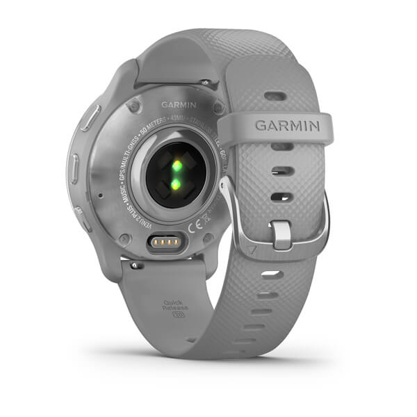 Garmin Venu 2 Plus Silver Stainless Steel Bezel With Powder Grey Case And Silicone Band 43 mm