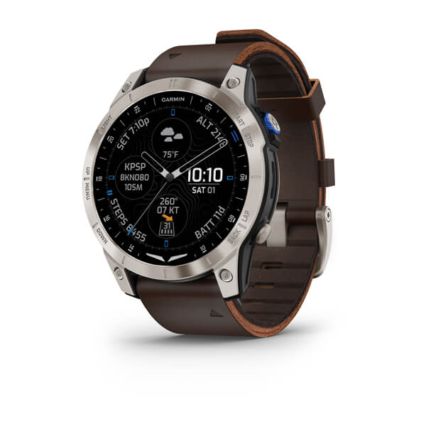 Garmin D2 Mach 1 Aviator Smartwatch with Oxford Brown Leather Band