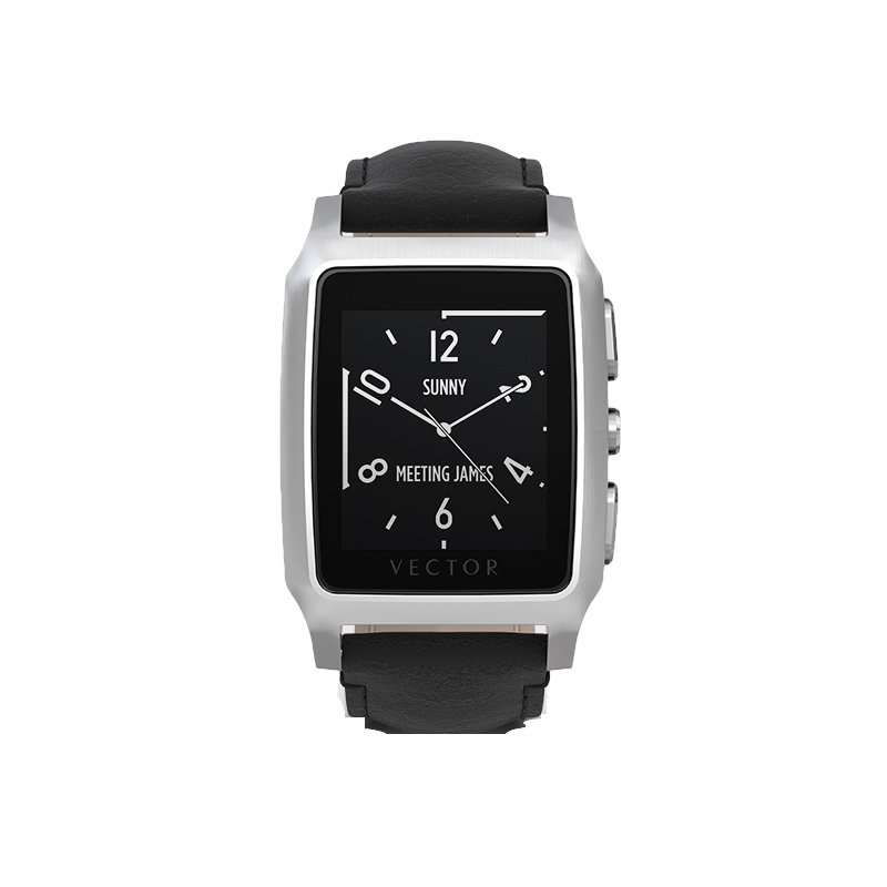 Vector Meridian Steel with Black Leather Strap Smart Watch (Small)