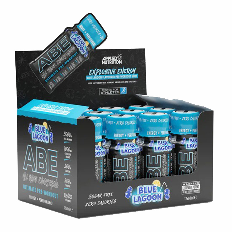 Applied Nutrition ABE Ultimate Pre Workout Shot 60 ml 12 Pcs in Box - Blue Lagoon Best Price in Dubai