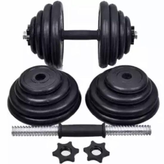 Marshal Fitness 50kg Dumb Bell Set Rubber Plate Quality with 15 Inch Pair Of Bar