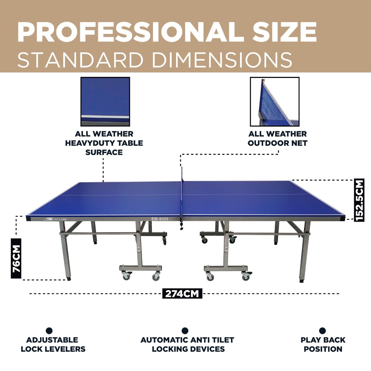 Skyland Foldable Tennis Table - EM-8005