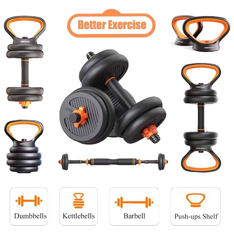 Home Use Dumbbell Set 6 in 1 Adjustable with Barbell and Kettle Bell