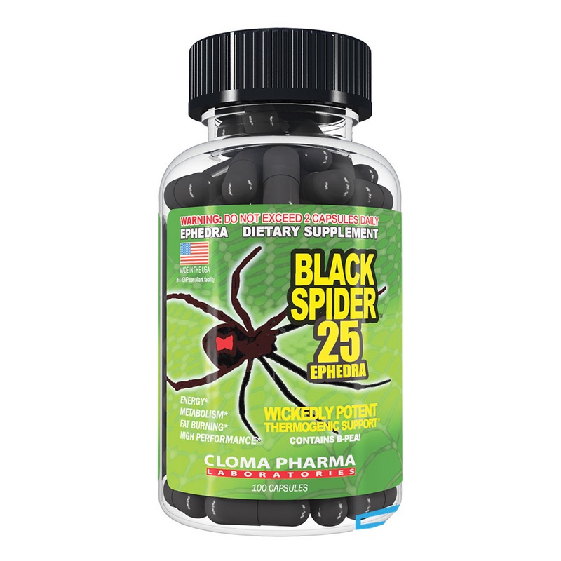 Cloma Pharma Black Spider Fat Burner Ephedra 100 Caps