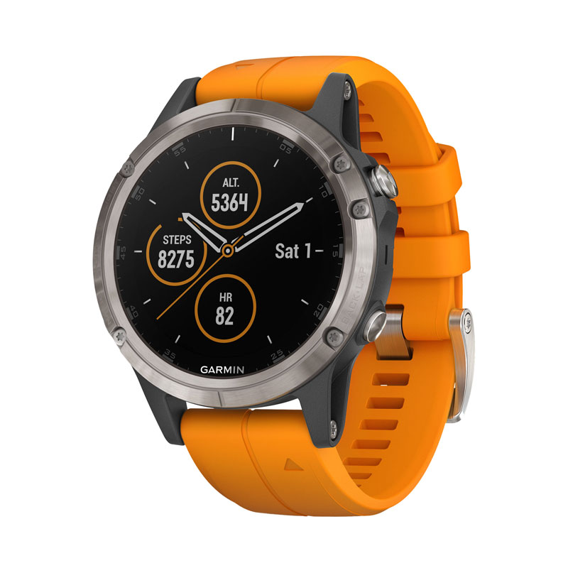 Garmin Fenix 5 Plus Sapphire Titanium Orange Band   010-01988-05 Dubai