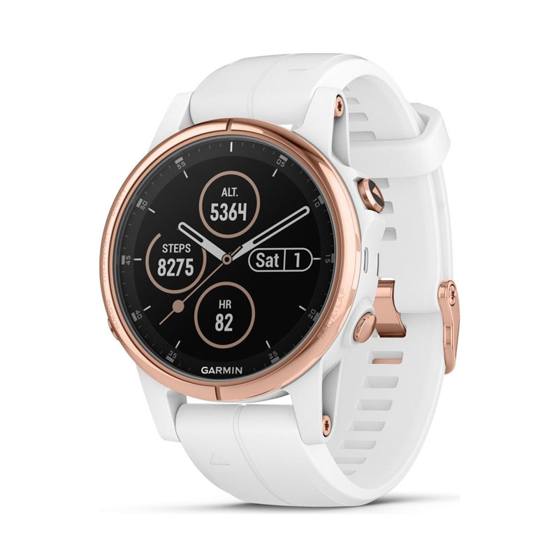Garmin Fenix 5S Plus Sapphire Rose Gold tone with White Band â€“ 010-01987-07