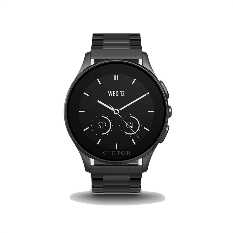 Vector Luna Brushed Black with Black Steel Bracelet Smart Watch