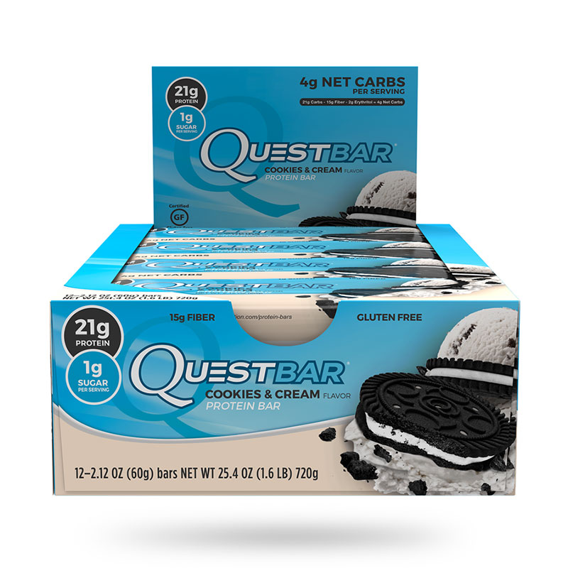 Quest Nutrition Protein Bar Cookies and Cream 12 Per Box