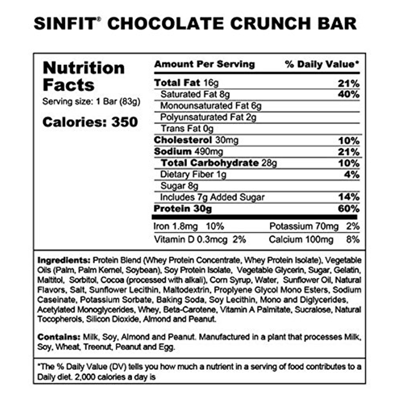 Sinister Labs Sinfit Chocolate Crunch Bars - 12 Bars Best Price in UAE