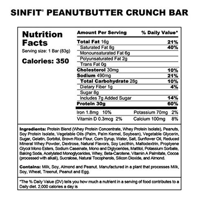 Sinister Labs Sinfit Peanut Butter Crunch Bars - 12 Bars Best Price in UAE
