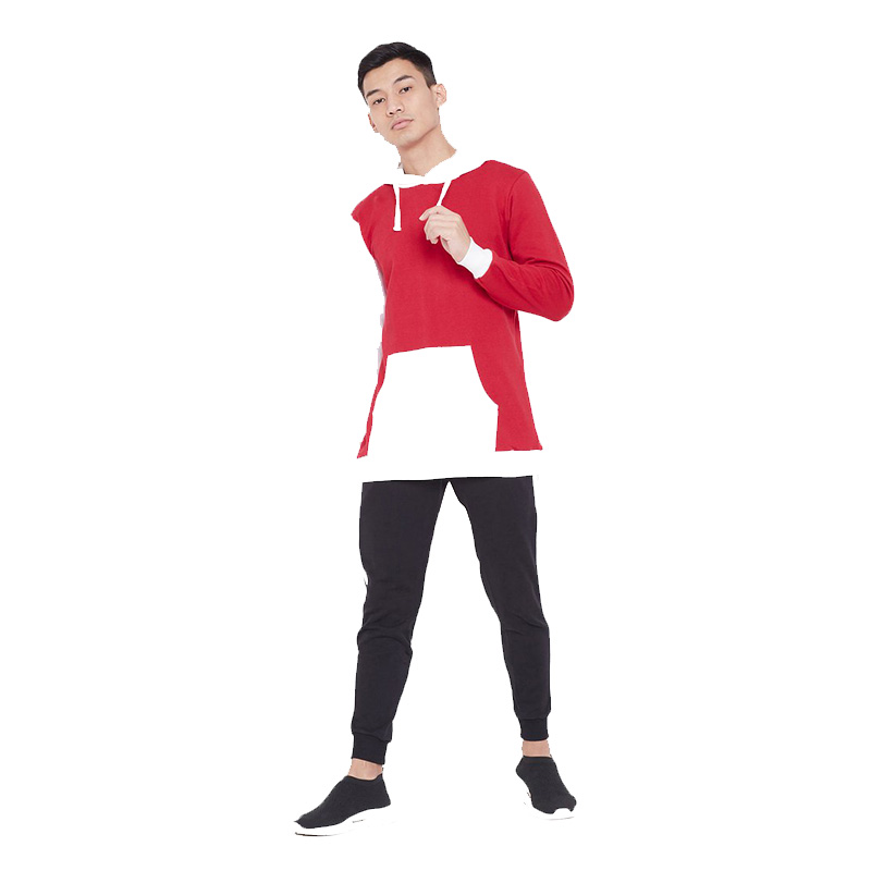 Aesthetic Bodies Colour Block Hoodie Jacket Red/White Best Price in Dubai