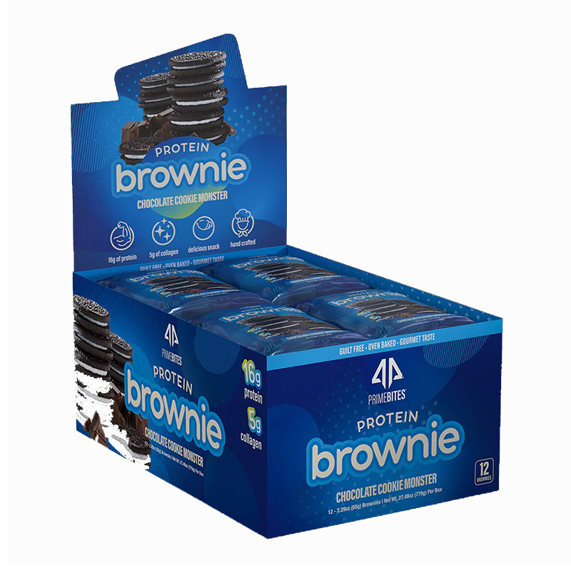 AP Regimen PrimeBites Protein Brownies Box of 12 - Chocolate Cookie Monster Best Price in UAE