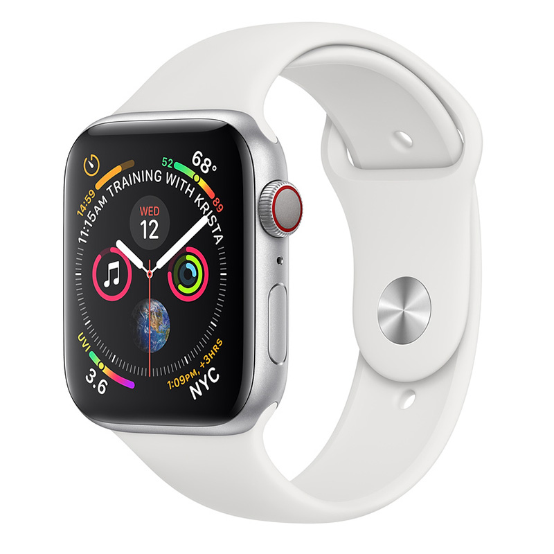Apple Watch Series 4 GPS + Cellular 40mm Silver Aluminum Case With White Sport Band