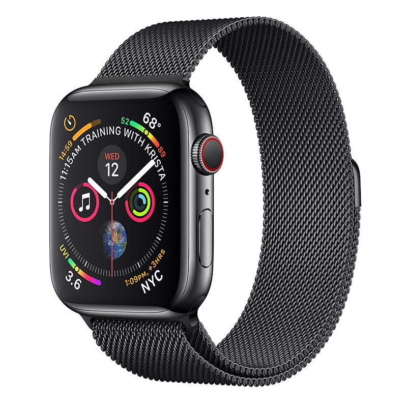 Apple Watch Series 4 GPS + Cellular 40mm Stainless Steel Case With Black Milanese Loop