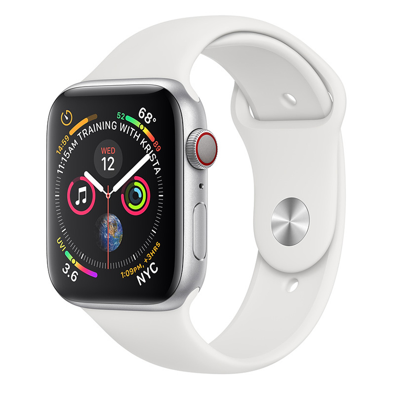 Apple Watch Series 4 GPS + Cellular 44mm Silver Aluminum Case With White Sport Band Best Price in UAE