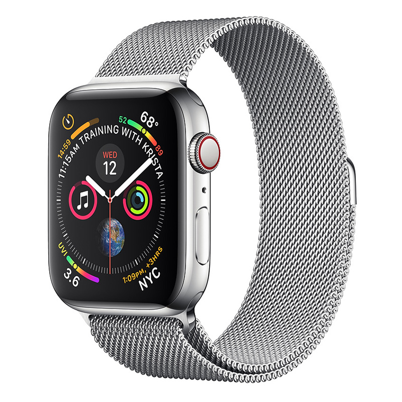 Apple Watch Series 4 GPS + Cellular 44mm Stainless Steel Case With Silver Milanese Loop