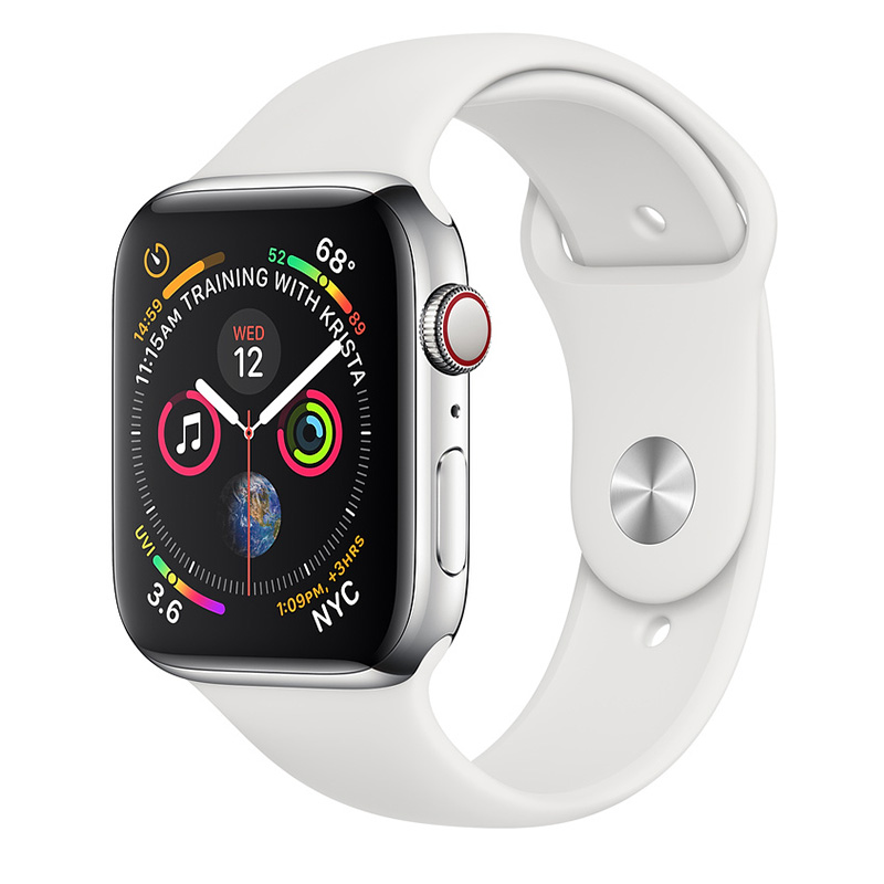 Apple Watch Series 4 GPS + Cellular 44mm Stainless Steel Case With White Sport Band Best Price in UAE