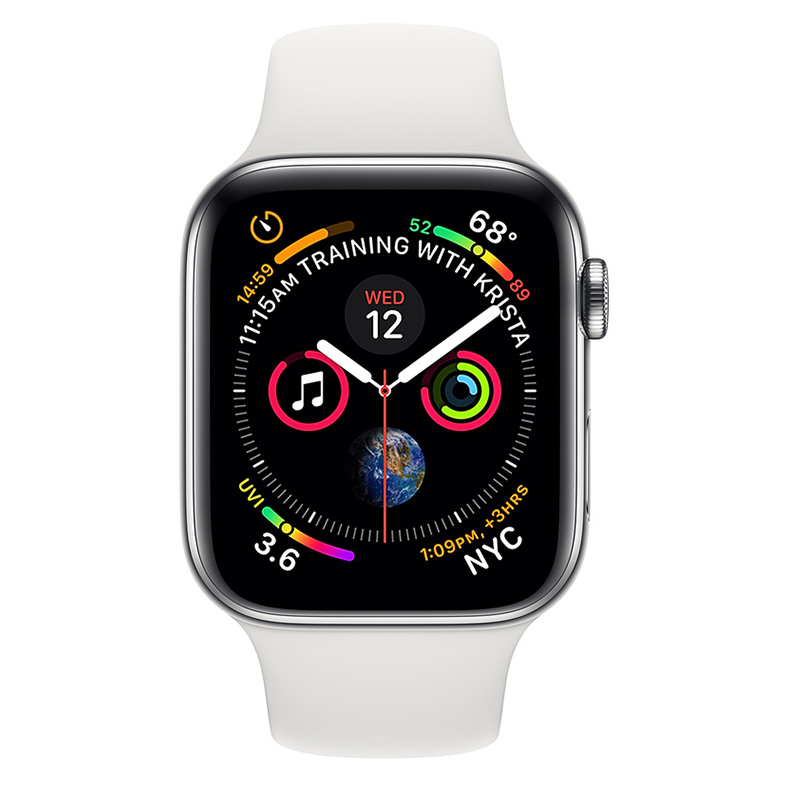 Apple Watch Series 4 GPS + Cellular 44mm Stainless Steel Case With White Sport Band Best Price in UAE