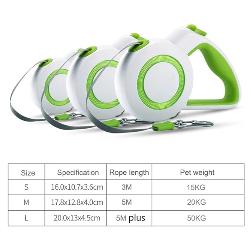 Automatic Durable Retractable Dog Leash M - White Green Best Price in Dubai