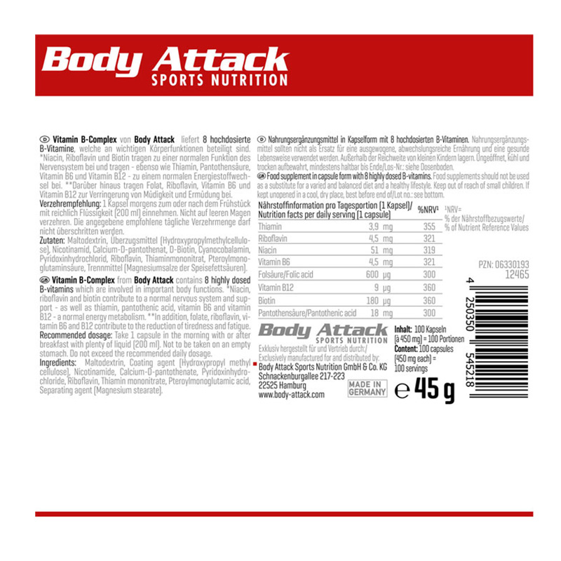 Body Attack B-Complex 100 Caps Best Price in Abu Dhabi