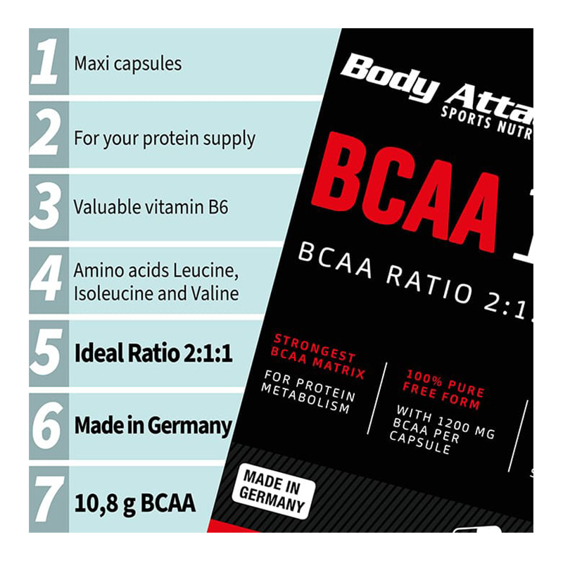 Body Attack BCAA 10800 120 Caps Best Price in Abu Dhabi