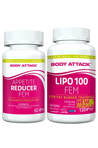 Body Attack Fat Burner - FEM Lipo Caps 120 + Appetite Reducer 60 Caps