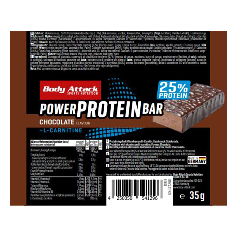 Body Attack Power Protein Bar 35 G 15 Bars in Box - Chocolate Best Price in Dubai