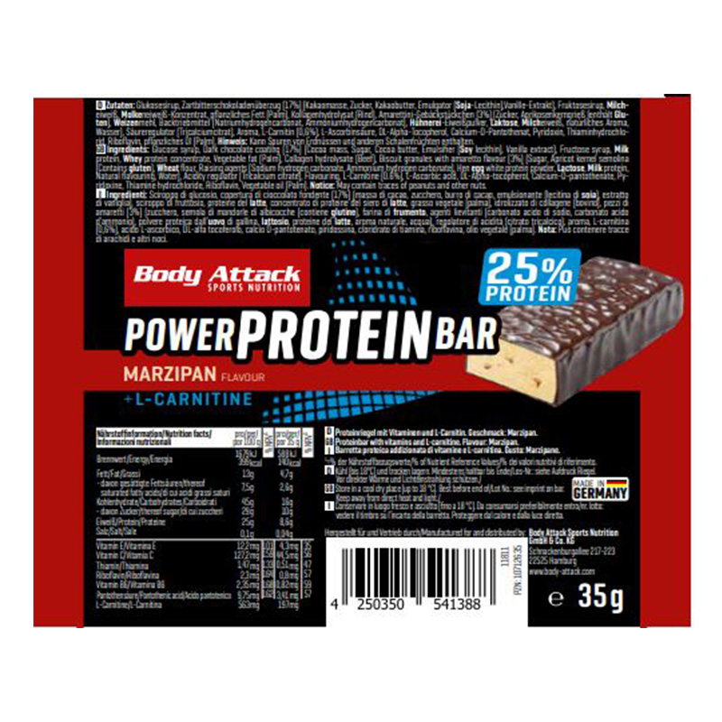 Body Attack Power Protein Bar 35 G 15 Bars in Box - Marzipan Best Price in Dubai