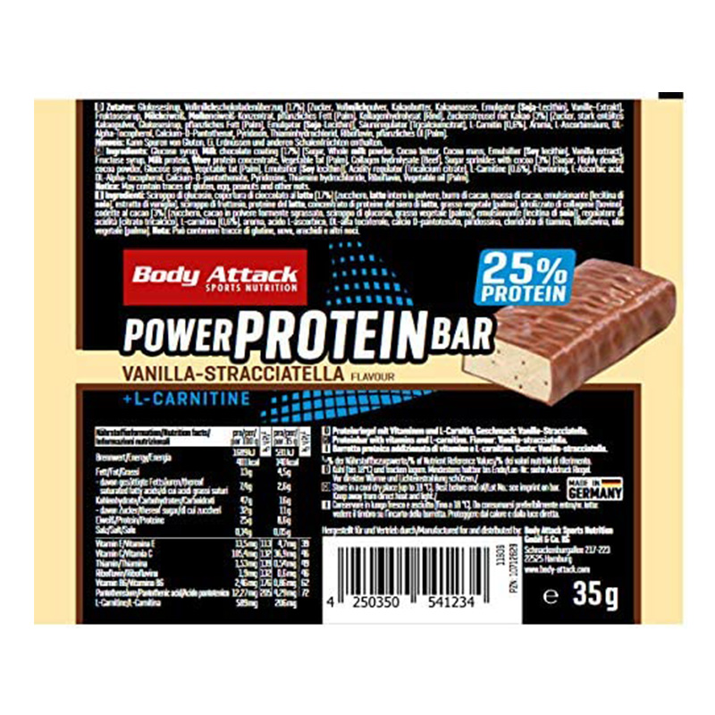 Body Attack Power Protein Bar 35 G 15 Bars in Box - Vanilla Stracciatella Best Price in Dubai