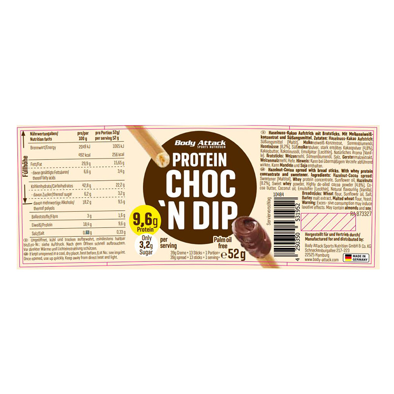 Body Attack Protein Choc N Dip 52 g 1x12 Best Price in Dubai