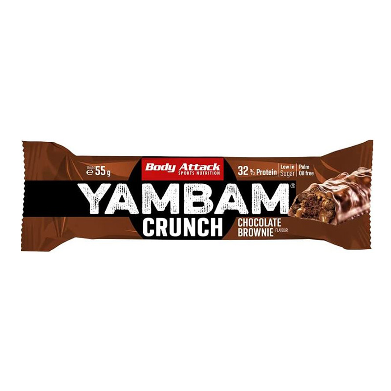 Body Attack Yambum Crunch Bar 55 G 15 Bars in Box - Chocolate Brownie Best Price in UAE