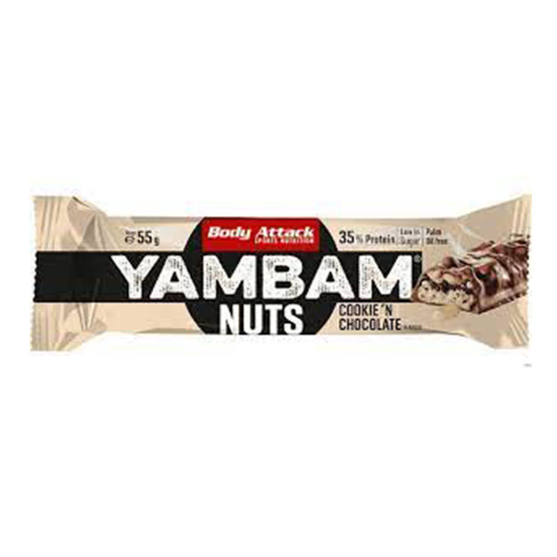 Body Attack Yambum Nuts 55 G 15 Bars in  Box - Cookie N Chocolate