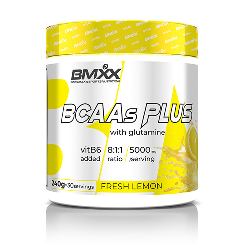 Body Max BCAAS Plus 8:1:1- Branched Chain Amino Acids With Glutamine And Vit B6 240 G - Fresh Lemon