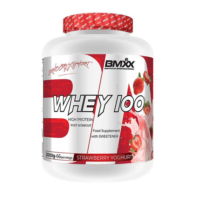 Body Maxx Sports Nutrition Whey 100-Ultrafiltered Whey Protein-2000g Strawberry Yoghurt