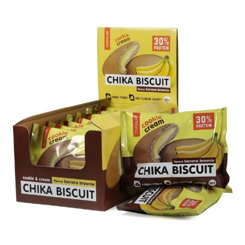 Bombbar Chika Protein Biscuits Banana Brownie Box 1 x 9 Pack