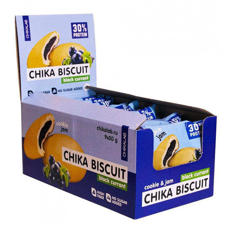 Bombbar Chika Protein Biscuits Black Currant Box of 9 Pack