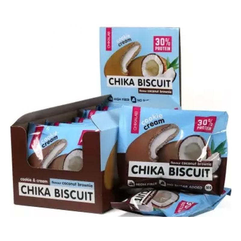 Bombbar Chika Protein Biscuits Coconut Brownie Box 1x9 Best Price in Dubai