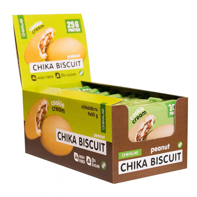 Bombbar Chika Protein Biscuits Peanut Box of 9 Packs
