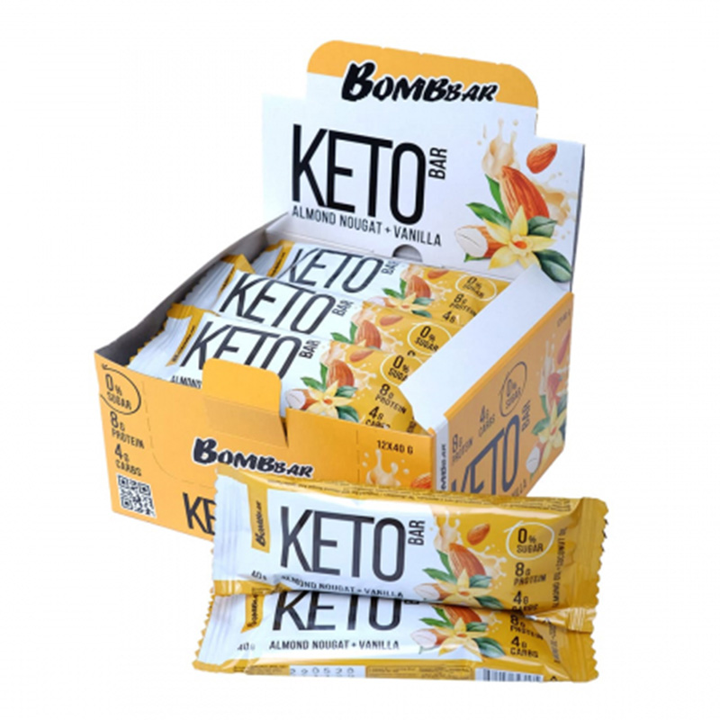 Bombbar Keto Bars 40 G 12 Pcs in Box - Almond Nougat with Vanilla