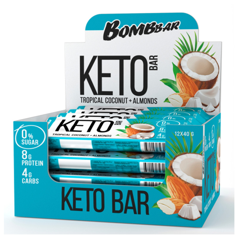 Bombbar Keto Bars 40 G 12 Pcs in Box - Tropical Coconut with Almond Best Price in Abu Dhabi