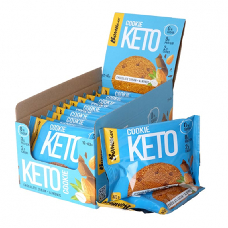 Bombbar Keto Cookies 40 G 12 Pcs in Box - Chocolate Creams with Almond Best Price in UAE