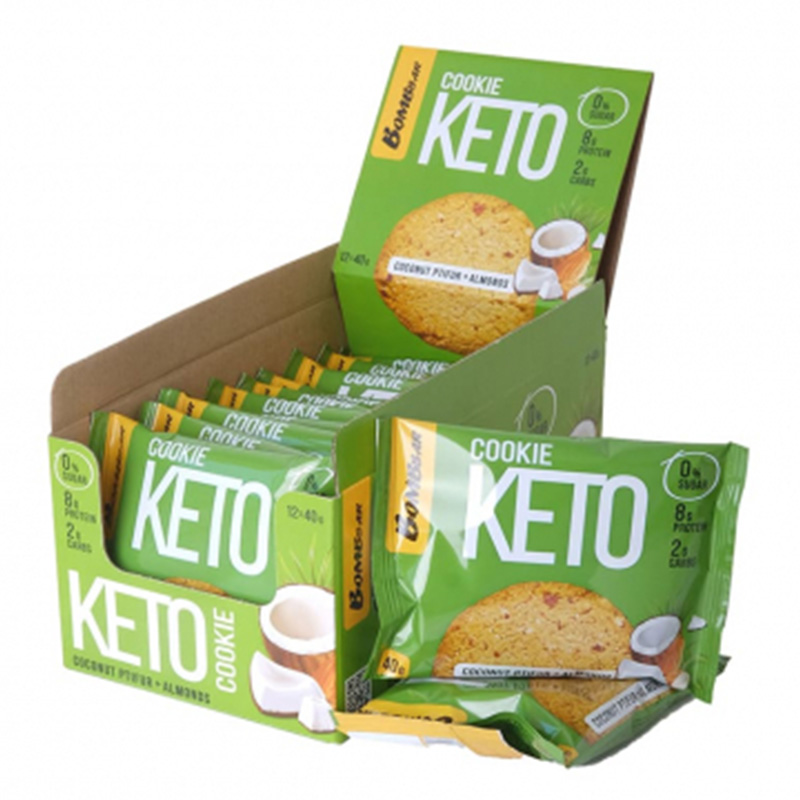 Bombbar Keto Cookies 40 G 12 Pcs in Box - Coconut with Almonds